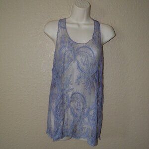 Sz S/M Bonnie Strauss Purple Lace Nylon Tank Top